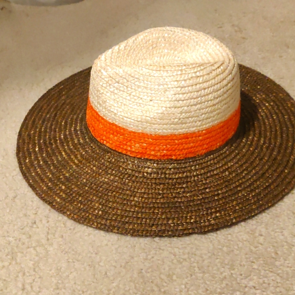 New!Anthropologie, Wyeth Colorblocked 100% Straw Rancher Outdoors Y2k Coastal